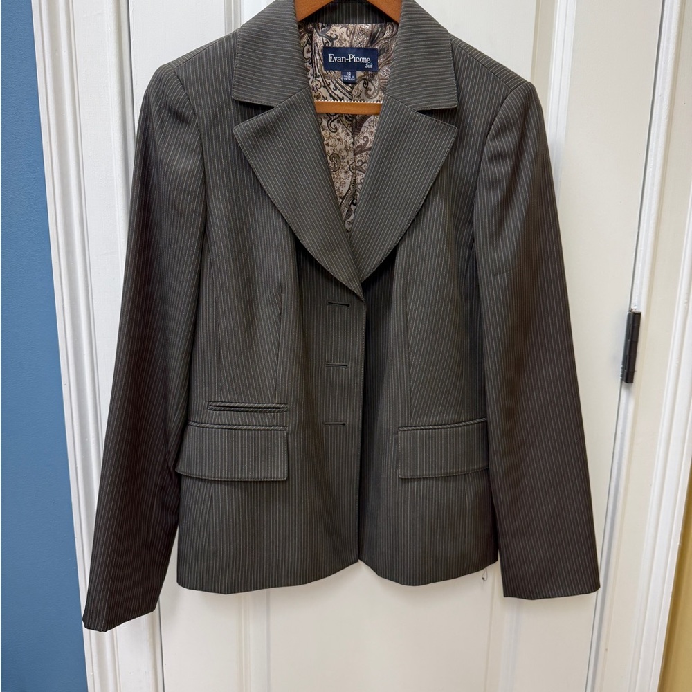 Evan Picone Brown Pinstriped Pant Suit
